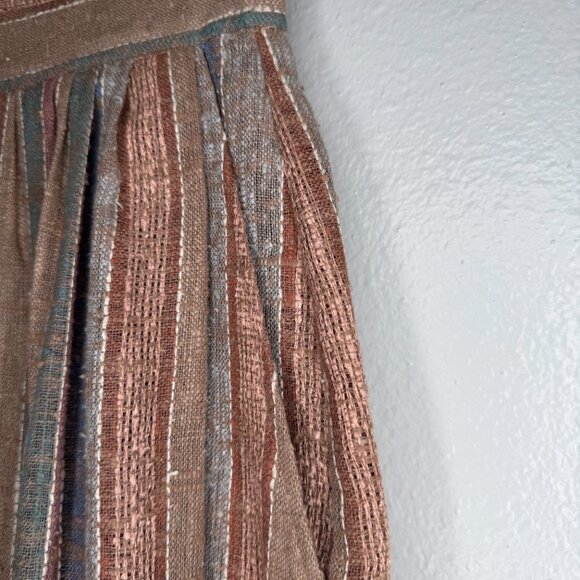 Vintage 70s Claude Brown Earthy Woven Bohemian Striped Skirt | XXS/XS - Picture 4 of 8